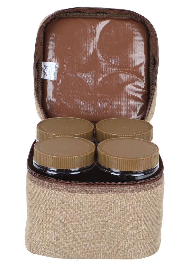 الغافة شنطة علب بهارات ,عدد 4قطع  , سعة 1 لتر, لون خشبي , من  الغافة - Image 1