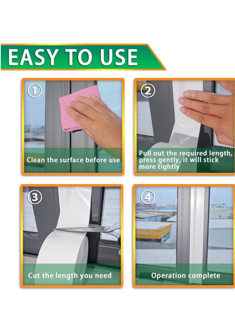 شريط sealing الطقس للنوافذ، شريط عزل المسودات للنوافذ، شريط sealing فيلم عزل النوافذ، شريط sealing مكيف الهواء، لاصق ذاتي مقاوم للماء، للحفاظ على الهواء البارد والغبار والمطر خارجاً (25م * 5سم) - Image 5