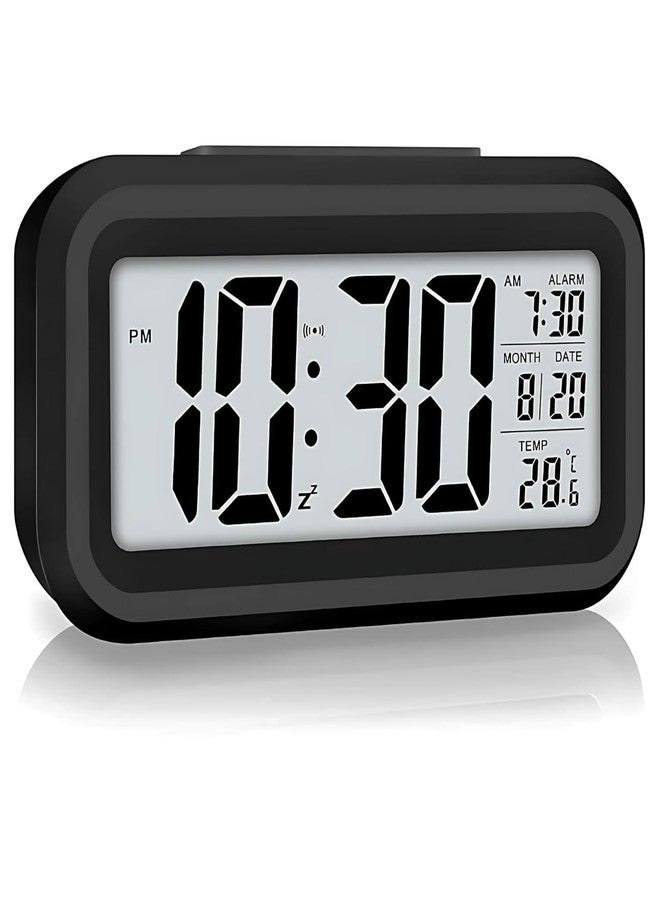BBD kitchen shop Digital Alarm Clock, Table Clock for Students, Home, Office, Corporate with Automatic Sensor, Date & Temperature (Black) - Image 1