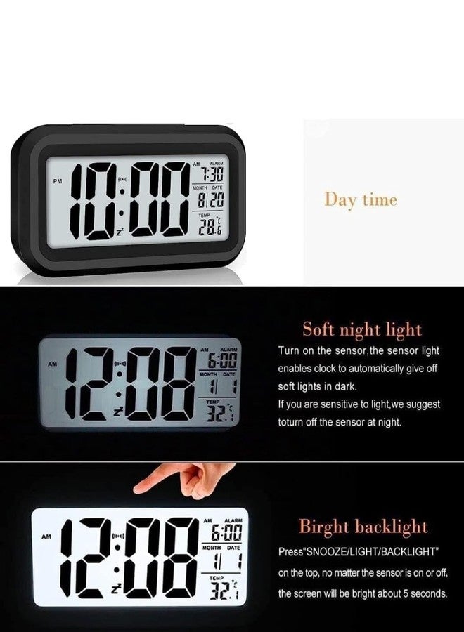 BBD kitchen shop Digital Alarm Clock, Table Clock for Students, Home, Office, Corporate with Automatic Sensor, Date & Temperature (Black) - Image 5