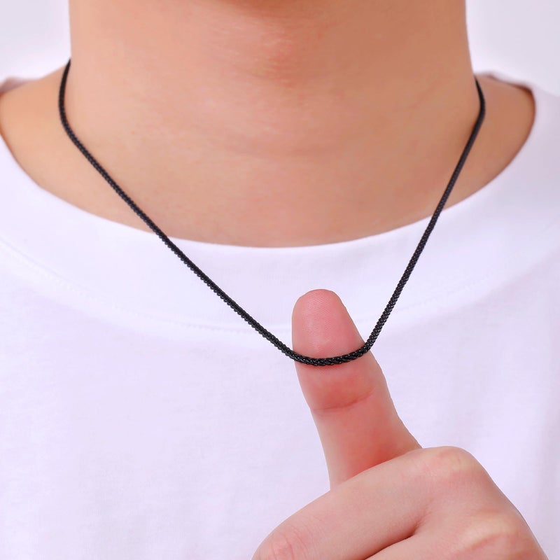 Fiusem Black Wheat Chains for Men and Women, 2mm Stainless Steel Necklace Chains, Mens Necklace 20 Inch - Image 4