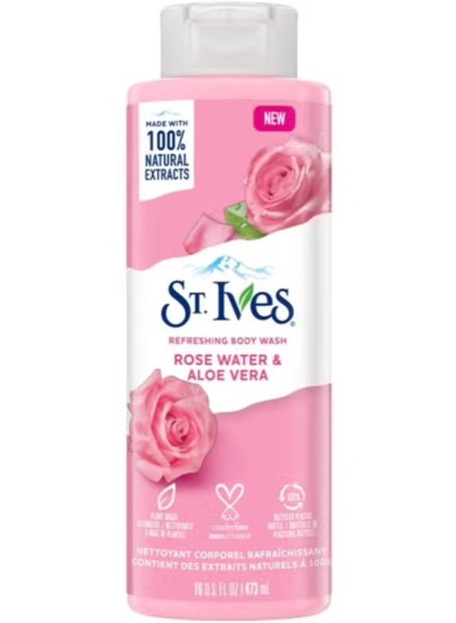 ST. Ives Refreshing Rose Water & Aloe Vera Body Wash| 100% Natural Exfoliants| Organic Shower Gel for Smooth & Clear Skin| Paraben-Free & Cruelty-Free| Dermatologically Tested| 400ml - Image 2