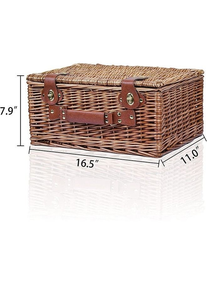 MYONE - Picnic Basket Set With Mat Picnic Set Hamper for 4 with Waterproof Picnic Blanket Willow Picnic Service Gift Set for Camping Outdoor - Image 1