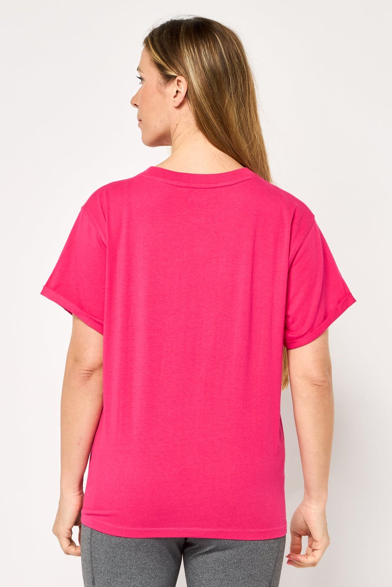 DKNY Women Sportswear Fit Short Sleeve Outdoor Top, Fuschia - Image 4
