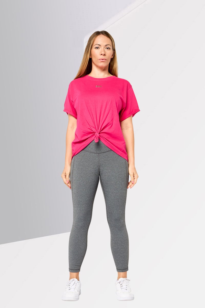 DKNY Women Sportswear Fit Short Sleeve Outdoor Top, Fuschia - Image 2