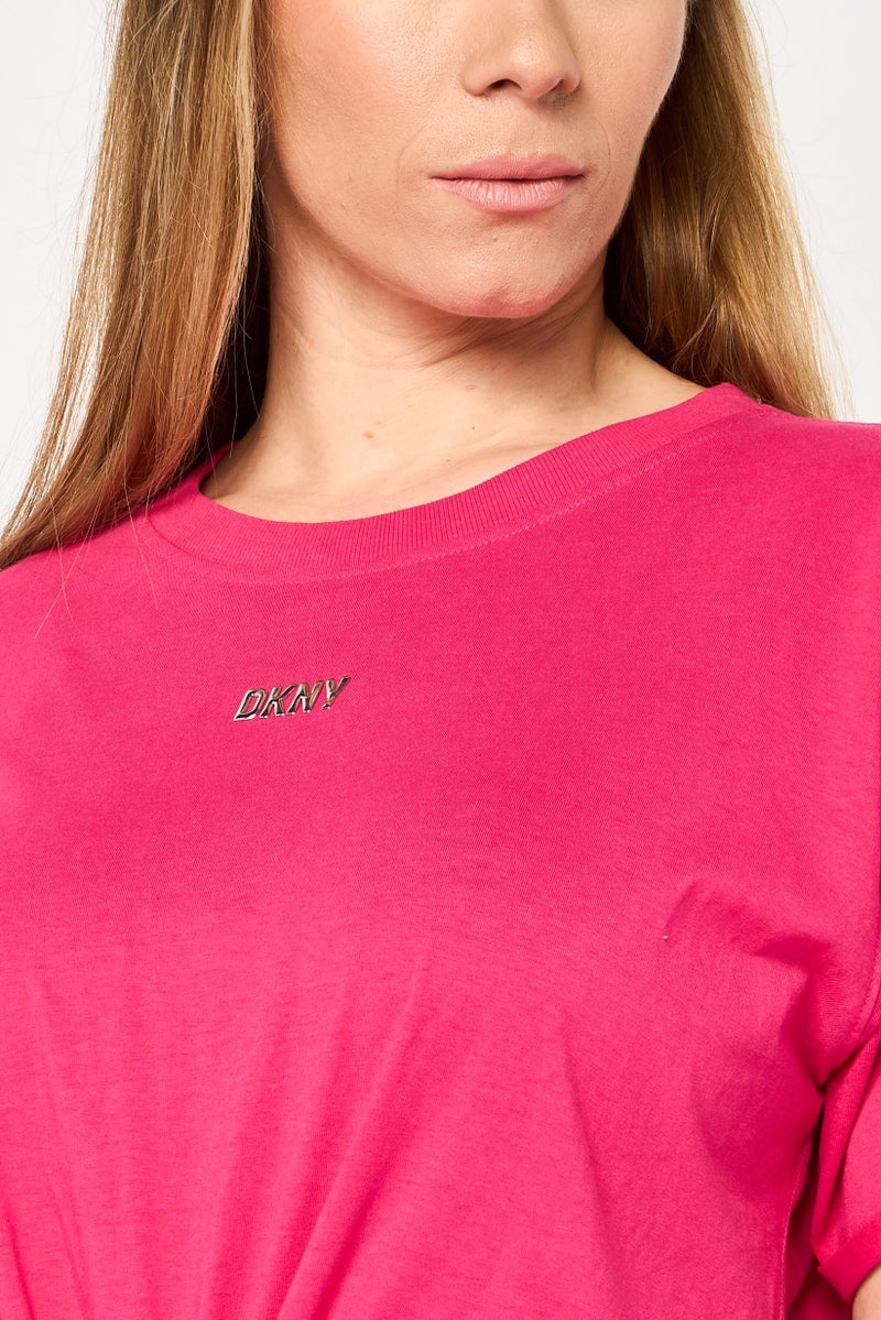 DKNY Women Sportswear Fit Short Sleeve Outdoor Top, Fuschia - Image 3