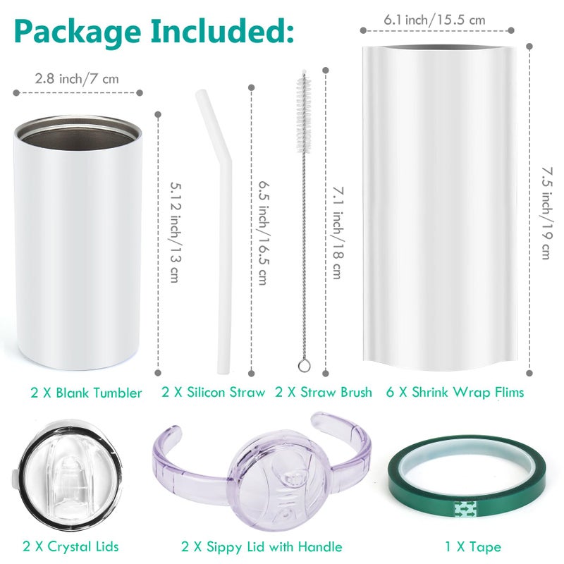 Rommeka Sublimation Blanks Skinny Sippy Cups, 12oz Spill Proof Stainless Steel Insulated Tumbler with Lid and Straw, Double Wall Water Bottle with Handle for Kids and Children - Image 2
