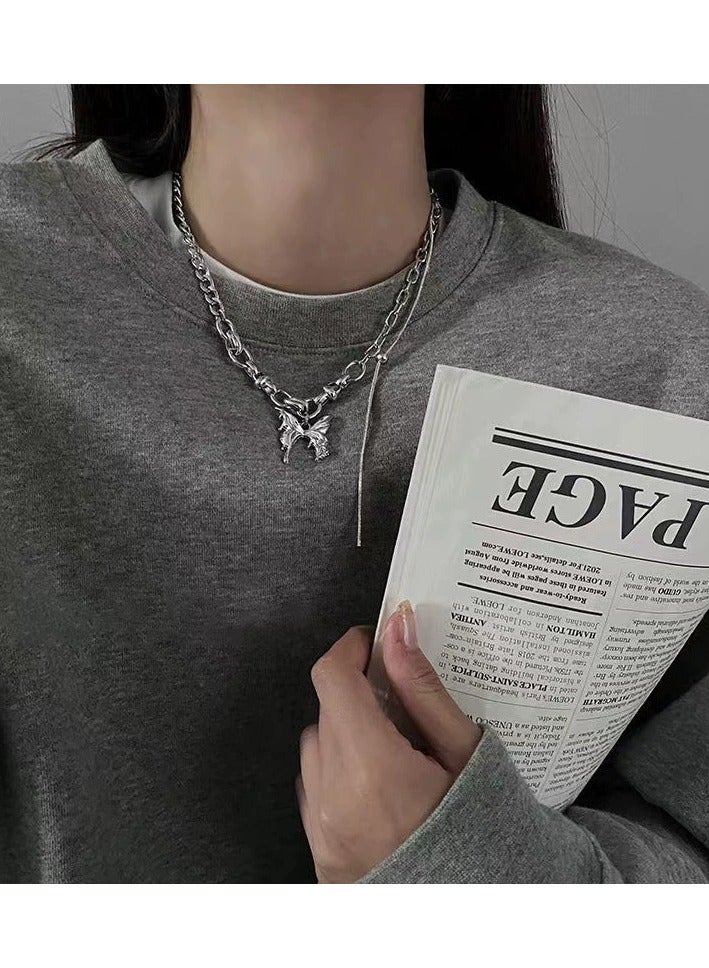 Goolsky Butterfly Chain Necklace – Edgy Layered Pendant for Women, Fall/Winter Statement Jewelry with High-End Street Vibes, Non-Fading - Image 2
