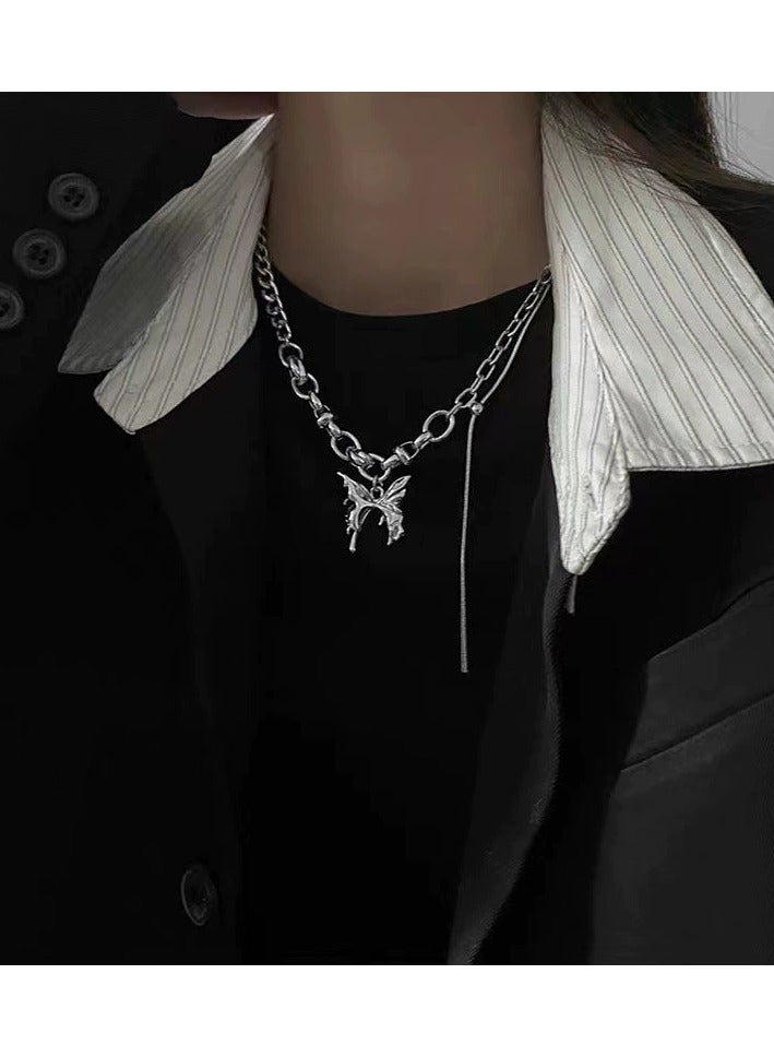 Goolsky Butterfly Chain Necklace – Edgy Layered Pendant for Women, Fall/Winter Statement Jewelry with High-End Street Vibes, Non-Fading - Image 3