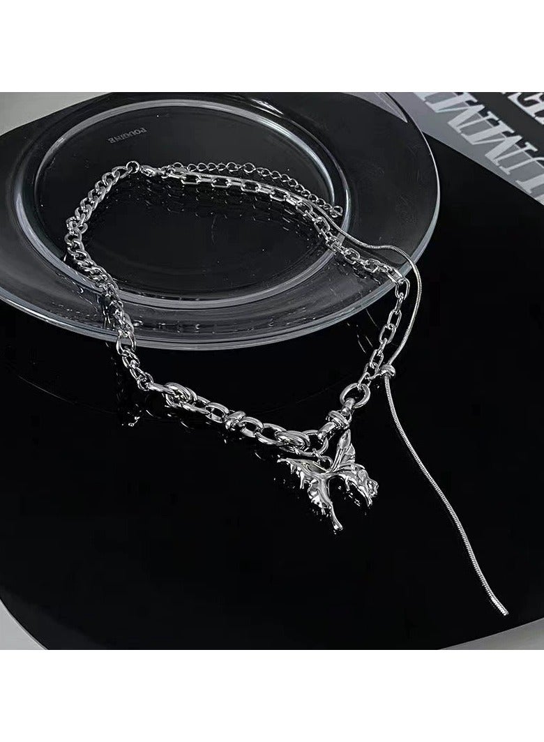 Goolsky Butterfly Chain Necklace – Edgy Layered Pendant for Women, Fall/Winter Statement Jewelry with High-End Street Vibes, Non-Fading - Image 4