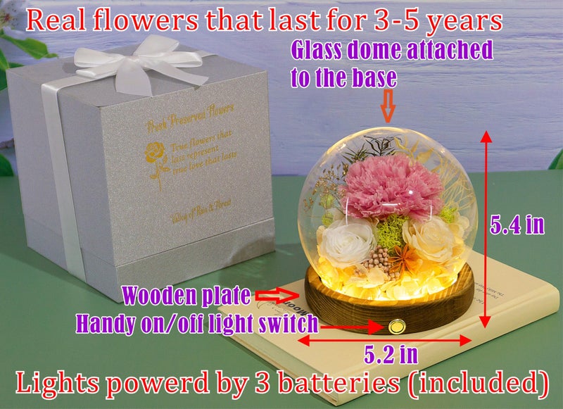 Valley of Rain & Forest Long-Lasting Real Flowers, Unique Floral Gift for You to Send Love for All Occasions, for Indoor Decoration (Pink Carnation, White & Yellow Roses arrangement) - Image 2