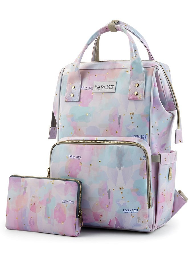 POLKA TOTS Multifunctional Diaper Bag for Mothers for Travel, Large Capacity Waterproof Backpack with 17+ Pockets, Insulated Pockets, Changing Mat & Matching Pouch, Best Baby Shower Gift for Mom to Be - Image 1