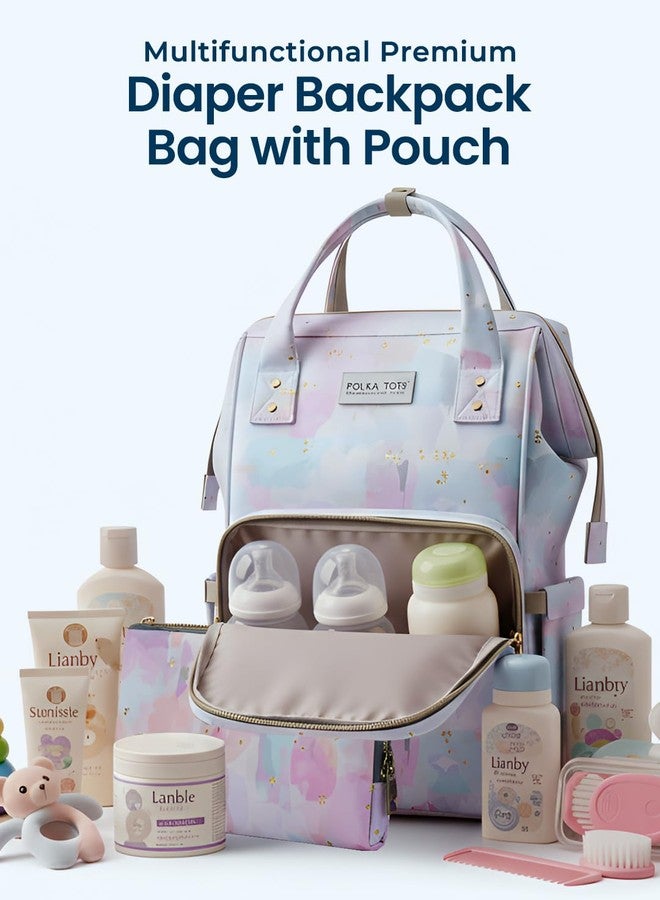 POLKA TOTS Multifunctional Diaper Bag for Mothers for Travel, Large Capacity Waterproof Backpack with 17+ Pockets, Insulated Pockets, Changing Mat & Matching Pouch, Best Baby Shower Gift for Mom to Be - Image 2