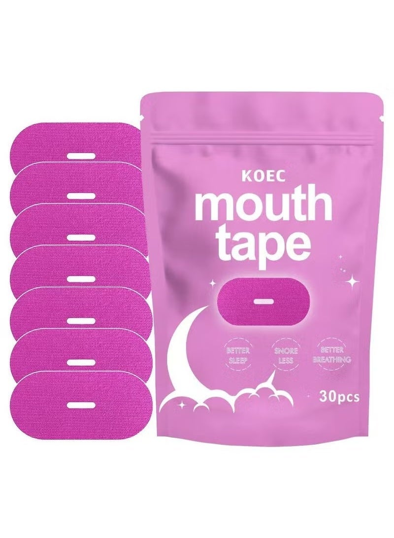 KOEC شريط فم للنوم - شرائط مضادة للشخير لتحسين النوم - مريحة ومضادة للحساسية - تعزز التنفس الأنفي (وردي ، 30) - Image 1