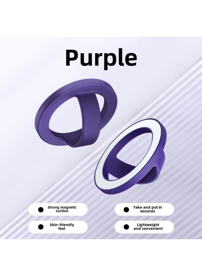 Suitable For Apple 15 Mobile Phone Back Sticker Liquid Silicone Strong Magnetic Bracelet Mobile Phone Bracket Ring Buckle Support Desktop-Color:dark Purple - Image 1