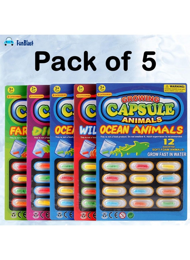 فنبلاست ألعاب كبسولات سحرية للحيوانات من فن بلاست، مصنوعة من رغوة ناعمة لنمو الحيوانات - ٥ عبوات بأشكال مختلفة (متعددة الألوان) - Image 3