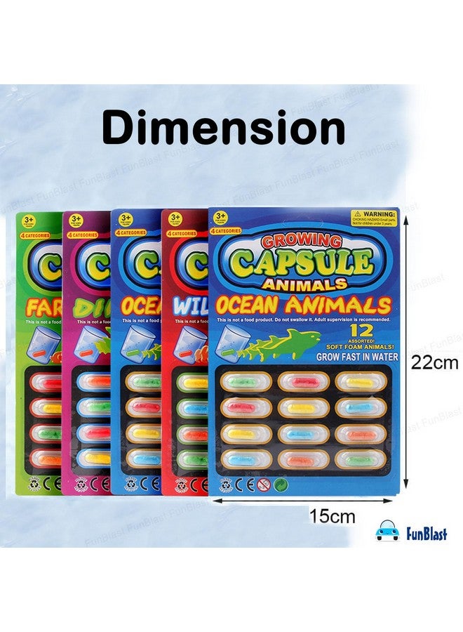 فنبلاست ألعاب كبسولات سحرية للحيوانات من فن بلاست، مصنوعة من رغوة ناعمة لنمو الحيوانات - ٥ عبوات بأشكال مختلفة (متعددة الألوان) - Image 2