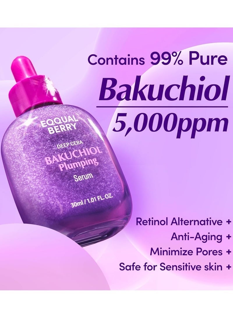 eqqualberry Bakuchiol Plumping Serum – Pore and Wrinkle Minimizer with Bakuchiol | Retinol Alternative for Sensitive Skin | Enhances Firmness and Elasticity with Ceramide and Peptides, 1.01oz / 30ml - Image 2