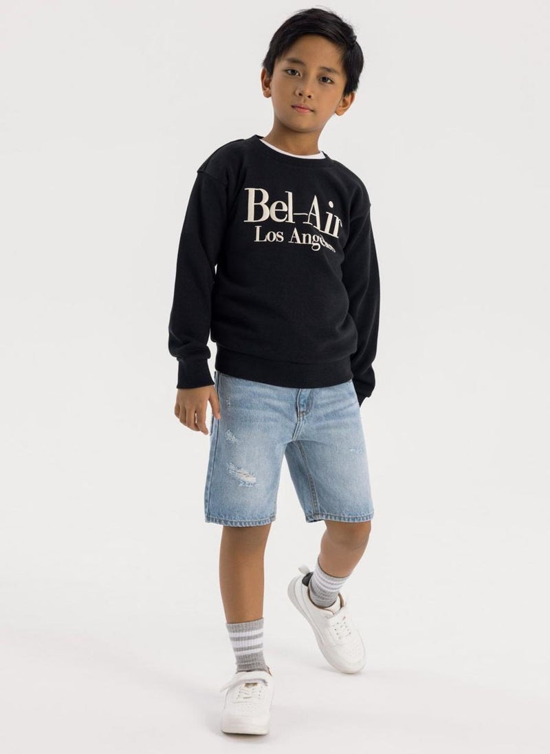 MINOTI Boys Crew Sweatshirt with Print - Image 1