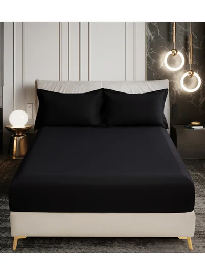 Donetella Bedding Fitted Sheet - Fits 120x200 Cm Bed For Twin Bed 2 Pcs (1 Fitted Sheet and 1 Pillowcase) - 30 Cm Deep Pocket - Solid Bed Sheet