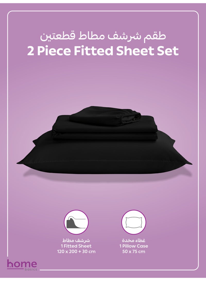 Donetella Bedding Fitted Sheet - Fits 120x200 Cm Bed For Twin Bed 2 Pcs (1 Fitted Sheet and 1 Pillowcase) - 30 Cm Deep Pocket - Solid Bed Sheet - Image 3