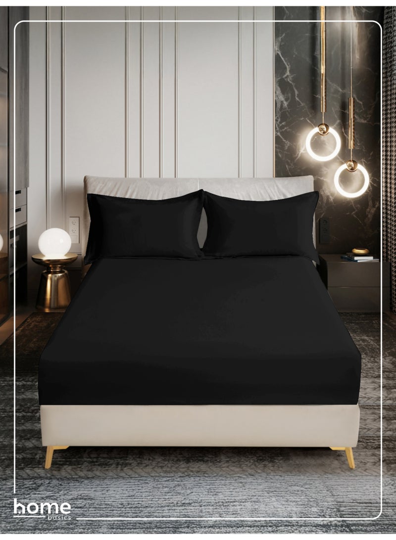 Donetella Bedding Fitted Sheet - Fits 120x200 Cm Bed For Twin Bed 2 Pcs (1 Fitted Sheet and 1 Pillowcase) - 30 Cm Deep Pocket - Solid Bed Sheet - Image 1