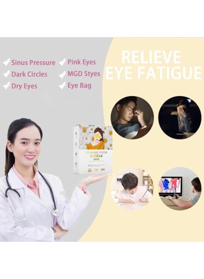 10 Pcs Steam Eye Mask, Chamomile Heated Eye Mask, Disposable u0026 Self-Heating, Eye Care for Dry Eyes, Dark Circles, Puffy Eyes, Puffiness and Eye Fatigue - Image 2