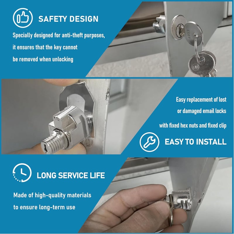ascavs S 4140 Mailbox Lock Replacement, Multipurpose Mailbox Lock with Keys for Several Brands – ILCO 1003M Keyway, Opens Counter-Clockwise with 90º Rotation, Nickel Finish - Image 5