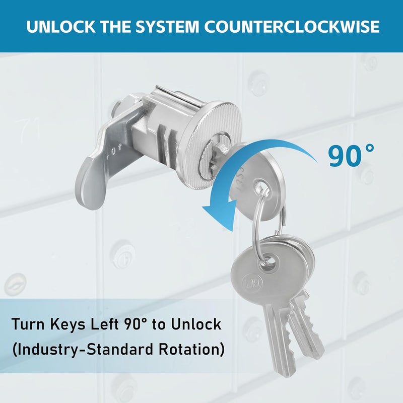 ascavs S 4140 Mailbox Lock Replacement, Multipurpose Mailbox Lock with Keys for Several Brands – ILCO 1003M Keyway, Opens Counter-Clockwise with 90º Rotation, Nickel Finish - Image 3
