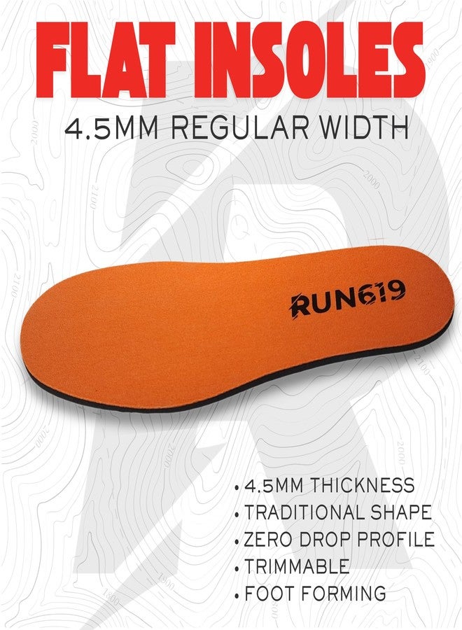 Run 619 Zero Drop Shoe Insoles, Traditional Shape, Foot Forming, Regular Width - 4.5mm Thickness, Firm, Flat Shoe Inserts - Men's 8-9.5 / Women's 9-10.5 - Image 2