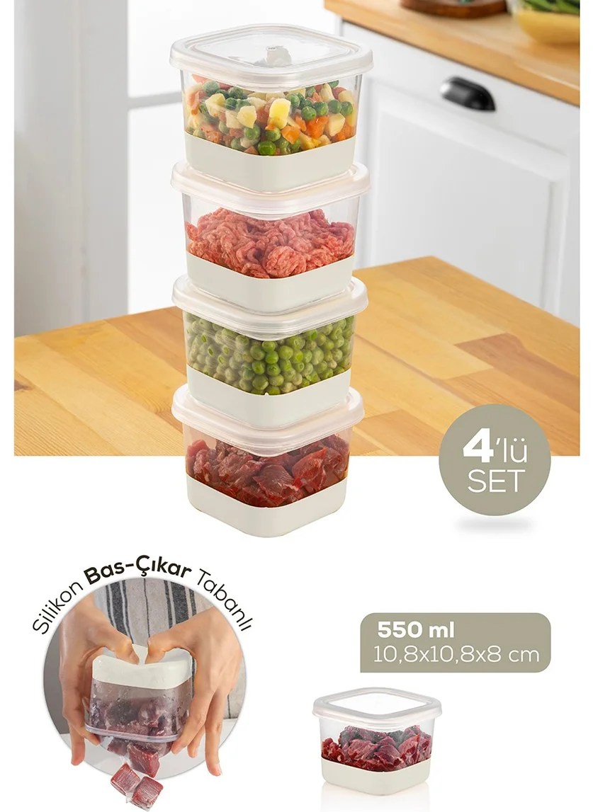 Vienev 4 Piece 550 ml Silicone Based Deep Freezer - Freezer Storage Container White
