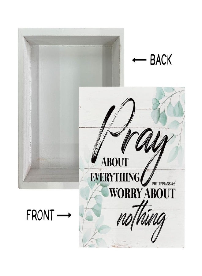 Razpah Christian Wood Sign - Bible Verse Philippians 4:6 - Pray about Everything, Worry about Nothing - Tabletop, Home Desk Decor, Motivational Gift - Image 3