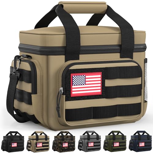 HOTOR Lunch Box for Men & Women - Insulated Lunch Bag with Multiple Pockets, Tactical Cooler Bag for Work, Hiking, Camping, Fishing, Travel, Brown, 11.0" x 8.3" x 7.1" - Image 1