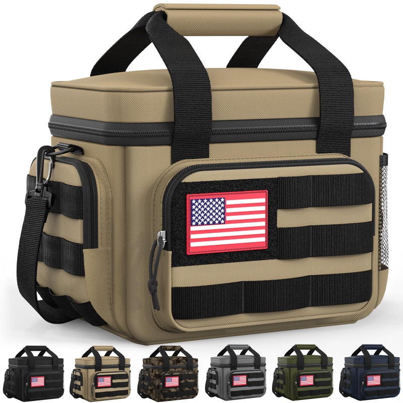 HOTOR Lunch Box for Men & Women - Insulated Lunch Bag with Multiple Pockets, Tactical Cooler Bag for Work, Hiking, Camping, Fishing, Travel, Brown, 11.0" x 8.3" x 7.1" - Image 3