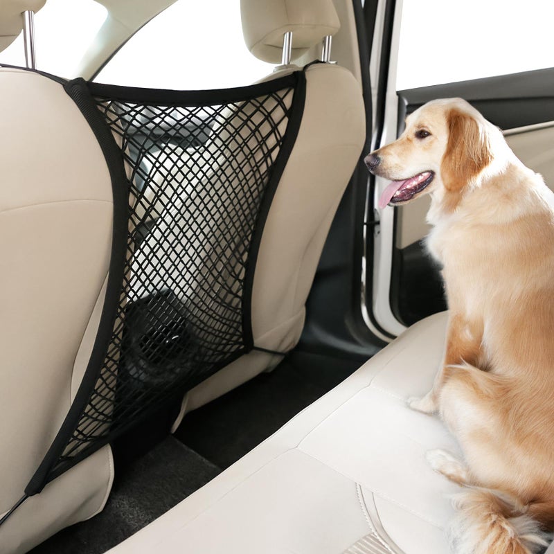 rabbitgoo Dog Car Net Barrier for SUVs, Pet Barrier with Metal Hooks & Stretchable Mesh, Car Divider & Storage Bag, Easy to Install, Drive Safely with Children & Pets, 13.98"Ã—15.55" - Image 1