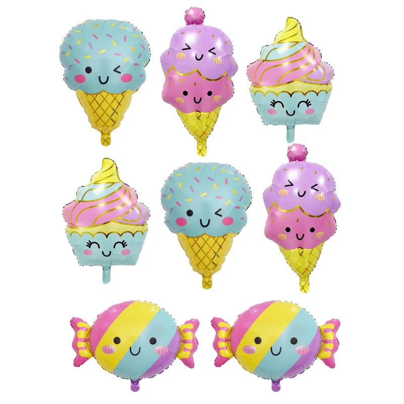 DYT 8PCS Ice Cream Cnady Foil Balloons Sweet Candy Foil Balloon for ice Cream Themed Party Decorations Baby Shower Wedding Party Decorations - Image 3