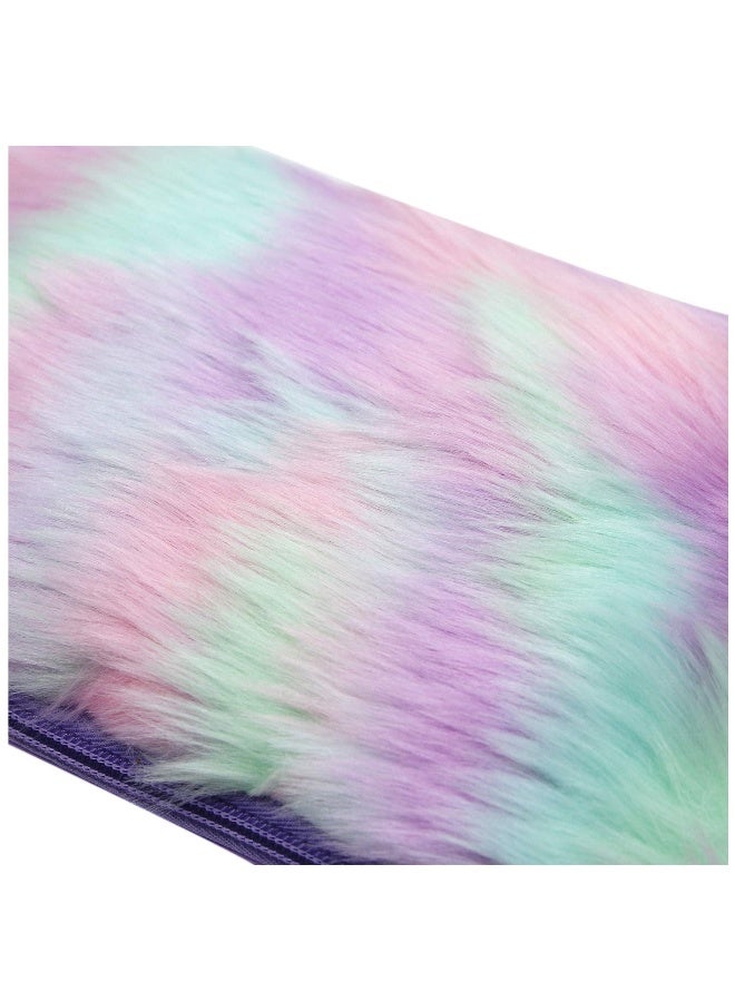 Kids Girls Fluffy Crossbody Plush Tie Dye Rainbow Shoulder Bag Handbag - Image 4
