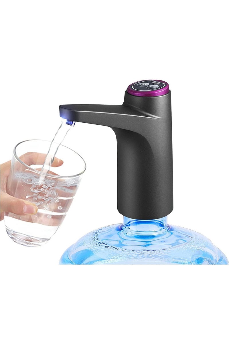 Water Bottle Pump, USB Charging Automatic Drinking Water Dispenser, Portable Electric Pump for Universal 3-5 Gallon Bottles (Black) - Image 1