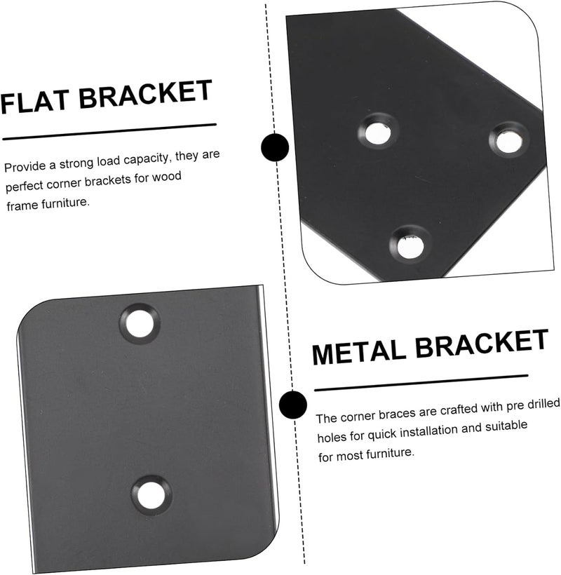 VOSAREA 6pcs Flat Corner Brackets Mending Plates for Furniture Repair and Support for Shelves Cabinets and Tables - Image 2