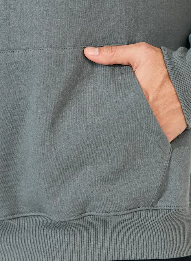Styli Relaxed Fit Fleece Hoodie with Kangaroo Pocket