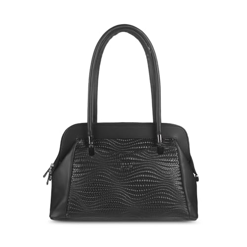 Mochi Women Black Faux Leather Shoulder Bag with Centre Divider (66-498) - Image 1