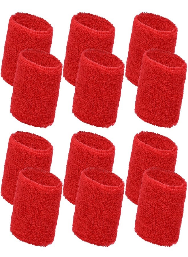Yuomeaz 12Pcs Red Wrist Sweatband, Elastic Sports Wristbands for Men, Women, Kids, Red Wrist Bands for Tennis, Basketball, Running, Working Out (2.6 inch) - Image 1