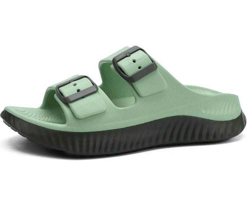 KuaiLu Womens Recovery Sandals Comfortable Plantar Fasciitis Arch Support Ladies Orthopedic Sport Slides Open Toe Slip On Thick Athletic Cushion Slipper Summer Beach Walking Shoes Olive Green Size 7.5 - Image 1