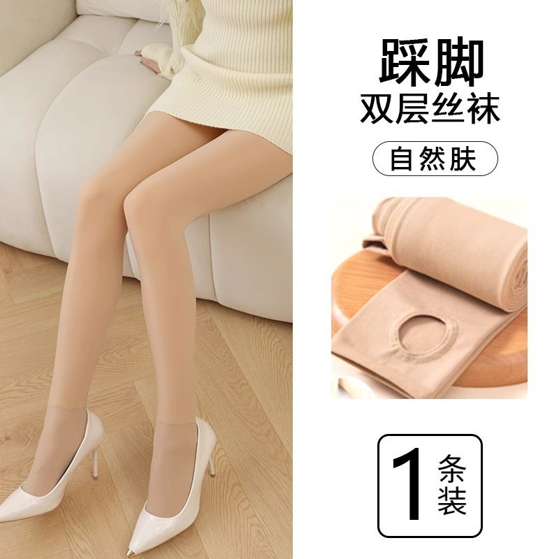 Women'S Fleece-Lined Thick Nude Velvet Leggings Thermal Pantyhose - Image 1