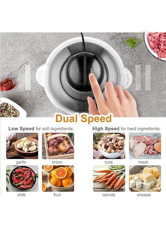 إيروريكس مفرمة لحوم كهربائية سعة 2 لتر، محضرة طعام من الفولاذ المقاوم للصدأ مع 4 شفرات حادة، خلاط لحوم، مفرمة طعام للحوم والخضروات والفواكه والمكسرات سعة 2 لتر - Image 2