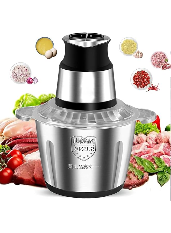 إيروريكس مفرمة لحوم كهربائية سعة 2 لتر، محضرة طعام من الفولاذ المقاوم للصدأ مع 4 شفرات حادة، خلاط لحوم، مفرمة طعام للحوم والخضروات والفواكه والمكسرات سعة 2 لتر - Image 1