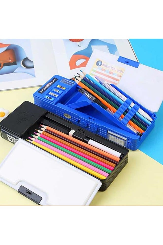 Pop Up Multifunction Pencil Case for Girls and Boys, Pencil Case, Pencil Box for Kids, Pen Box Organizer with Compartments, Sharpener, Schedule, School Supplies, , Pencil Case for Kids, Cute Cartoon Pen Box Organizer Stationery , Kids Astronaut Space Pen Box Bag, Pencil Holder, School Supplies, Best Birthday Gifts for Kids, Pen Box Bag Pencil Holder for School Students, Pencil Case for for School ,Cute Pencil box for Boys with Sharpener (Blue) - Image 2