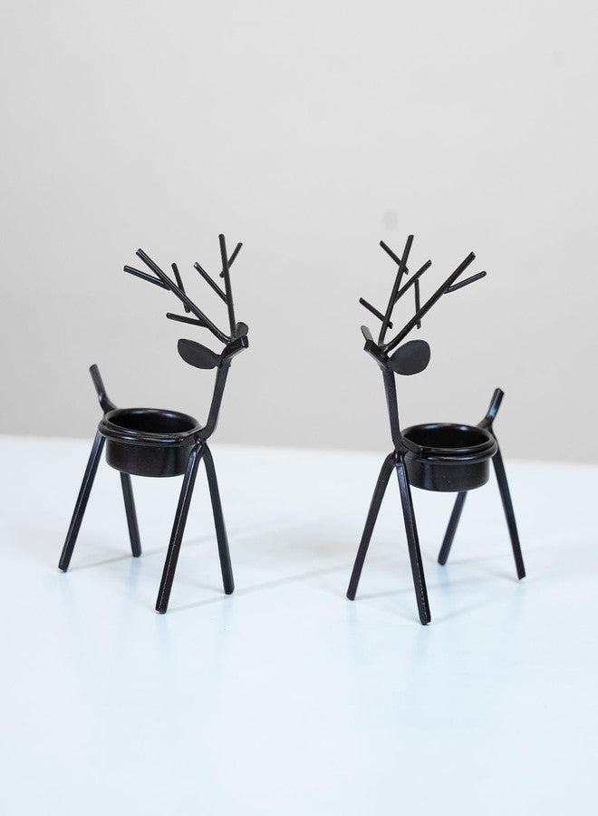 URBANFIX Christmas Reindeer Tealight Holder (Pack of 2), Candle Holder, Home Decor - Image 1