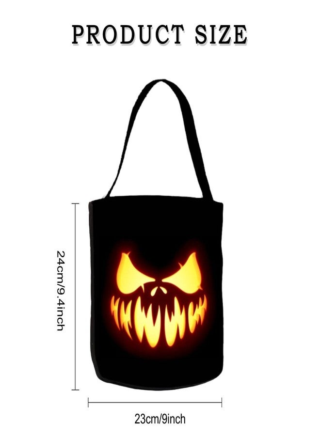 HANSAMU Halloween Trick or Treat Bucket Candy Bags Pumpkin Fire Creepy Face Large Portable Canvas Black Portable Canvas Black Handles Candy Bags for Halloween Party Favors - Image 5