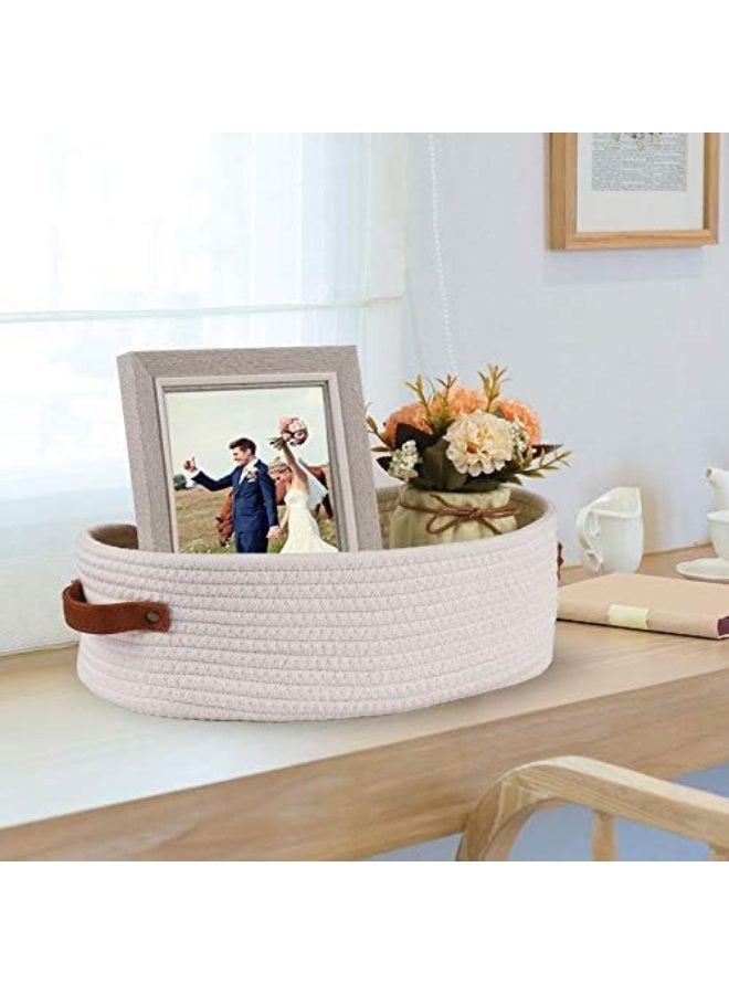 Oradrem Oradrem Woven Storage Basket for Toilet Tank Top, Farmhouse Home Decor Organizing Baskets for Bathroom, Table and Counter 13"x5.9"x4" White  - Image 5